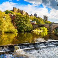 Buy canvas prints of Durham Cathedral and Weir  by June Ross