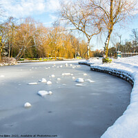 Buy canvas prints of Snow at Ropner Park Lake, Stockton-on-Tees, England  by June Ross