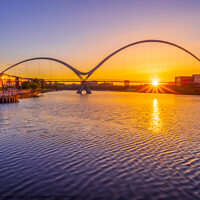Buy canvas prints of Sunset at Infinity Bridge, Stockton-on-Tees, Cleveland by June Ross