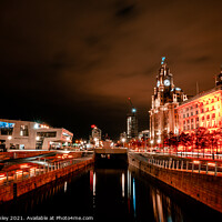 Buy canvas prints of The Liverpool skyline at night by Paul Hanley
