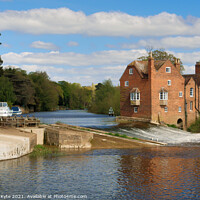 Buy canvas prints of Fladbury Weir and Cropthorne Mill, Worcestershire by Richard J. Kyte