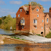 Buy canvas prints of Fladbury Weir and Cropthorne Mill, Worcestershire by Richard J. Kyte