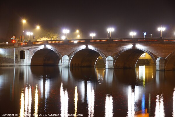 Bridge over the River Severn, Worcester at Night Picture Board by Richard J. Kyte
