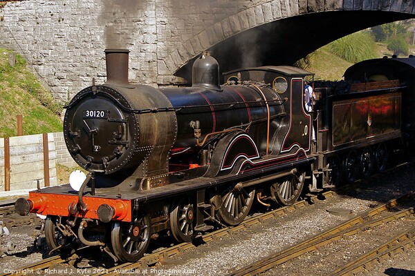 SR T9 Class no. 30120 departs Swanage, Dorset Picture Board by Richard J. Kyte