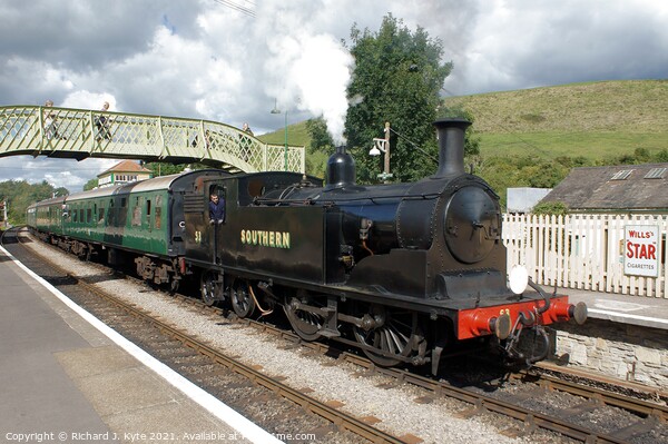 SR M7 Class no. 53 at Corfe Castle, Swanage Railway Picture Board by Richard J. Kyte