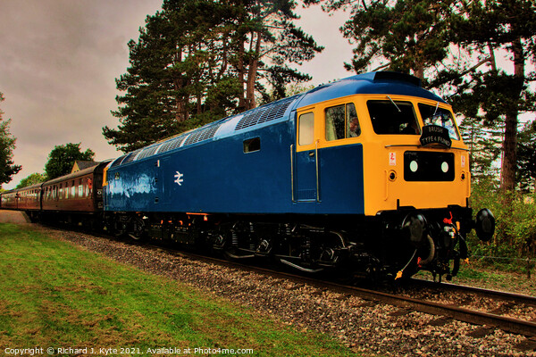 Class 47 diesel no. 47105 departs Gotherington with a Toddington-bound Train Picture Board by Richard J. Kyte
