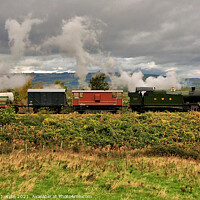 Buy canvas prints of GWR 42XX no. 4270 heads east at Far Stanley with a freight train by Richard J. Kyte
