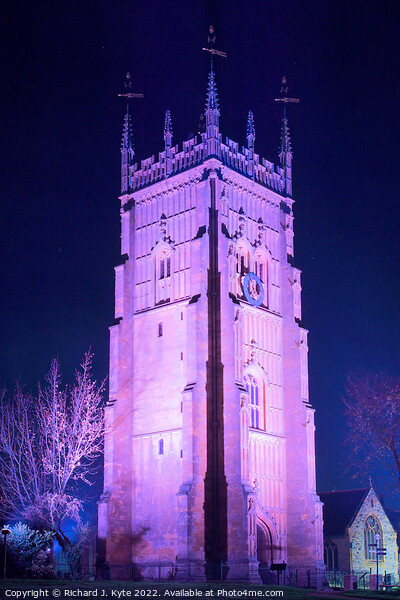 Evesham Bell Tower at Night Picture Board by Richard J. Kyte