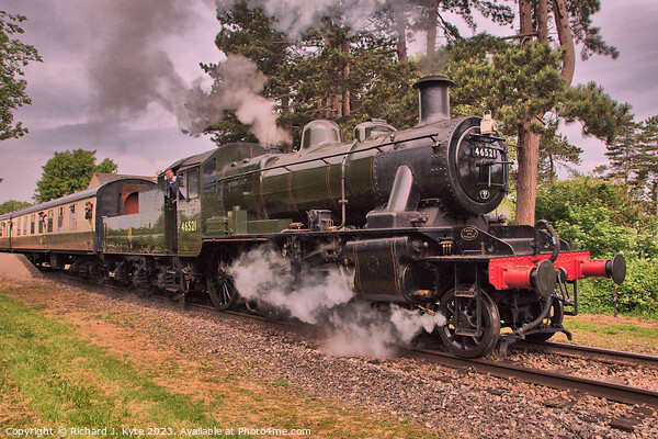 LMS Class 2MT no. 46521 departs Gotherington, Gloucestershire Warwickshire Railway Picture Board by Richard J. Kyte