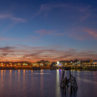 Buy canvas prints of Cardiff Bay at Night Panorama by Alan Le Bon