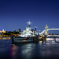 Buy canvas prints of HMS Belfats and Tower Bridge, London. by Alan Le Bon