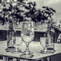 Buy canvas prints of Beer bottles and glasses after an afternoon drinki by Craig Ballinger