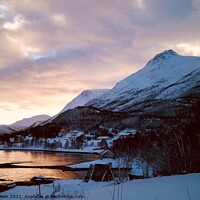Buy canvas prints of The sun beginning to set over Northern Norway by Lizzi Brown
