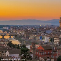 Buy canvas prints of Ponte Vecchio Sunset Florence by Margaret Ryan