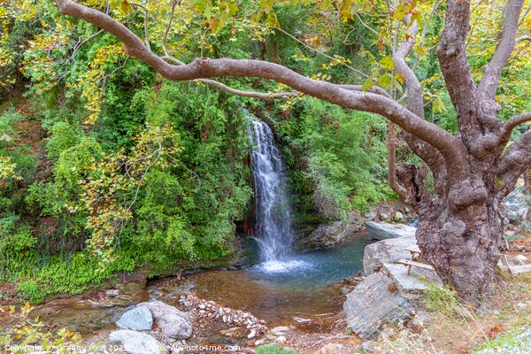 Platanistos Waterfall: A Serene Oasis Picture Board by Margaret Ryan