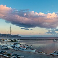 Buy canvas prints of Karystos Harbour Sunset Evia by Margaret Ryan