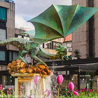 Buy canvas prints of The Green Dragon fountain Braga by Margaret Ryan