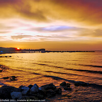 Buy canvas prints of Roda Beach Corfu Sunset by Les Schofield