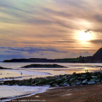 Buy canvas prints of Sidmouth Devon Beach Scene  by Les Schofield