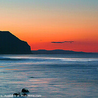 Buy canvas prints of Charmouth Sunrise Over Red Scar by Les Schofield