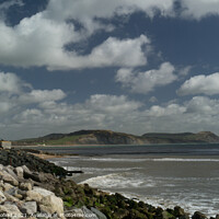Buy canvas prints of Looking towards Charmouth From Lyme Regis  by Les Schofield