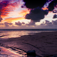 Buy canvas prints of Watergate bay sunset  by Les Schofield