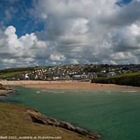 Buy canvas prints of Porth Beach Cornwall by Les Schofield