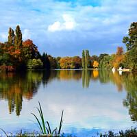 Buy canvas prints of Enchanting Serenity of Autumn Lake by Les Schofield