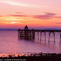 Buy canvas prints of Clevedon pier sunset by Les Schofield