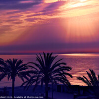 Buy canvas prints of Sunset In Cala Bona Majorca Mallorca by Les Schofield