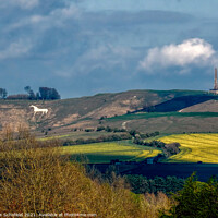 Buy canvas prints of Majestic White Horse and Ancient Monument by Les Schofield