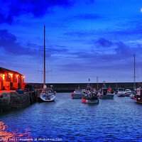 Buy canvas prints of Dusks Serenity in Lyme Regis Harbour by Les Schofield