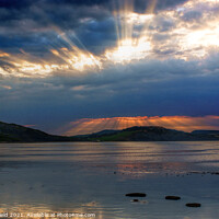 Buy canvas prints of Charmouth Sunrise over Golden Cap by Les Schofield
