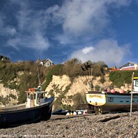 Buy canvas prints of Fishing boats at Beer   by Les Schofield