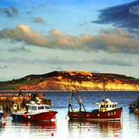 Buy canvas prints of Serenity of Lyme Regis Harbour by Les Schofield