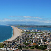 Buy canvas prints of Weymouth and Chesil Beach From Portland by Les Schofield