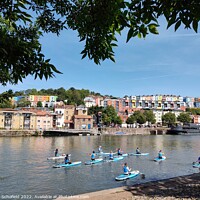 Buy canvas prints of Paddle boards in Bristol harbour  by Les Schofield