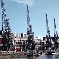 Buy canvas prints of The cranes of Bristol docks by Les Schofield