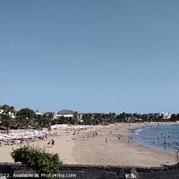 Buy canvas prints of Beach. At. Porto teguise Lanzarote  by Les Schofield