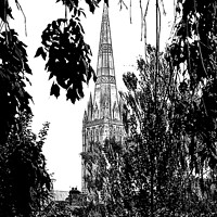 Buy canvas prints of Majestic Salisbury Cathedral in Monochrome by Les Schofield