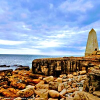 Buy canvas prints of Obelisk at Portland bill by Les Schofield