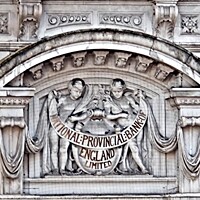 Buy canvas prints of Bank carving London  by Les Schofield