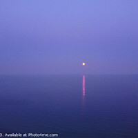 Buy canvas prints of Strawberry moon on the Jurassic Coast by Les Schofield