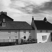 Buy canvas prints of West Bay Beach Cottages by Les Schofield