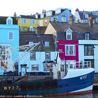 Buy canvas prints of Weymouth Harbour side by Les Schofield