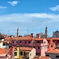 Buy canvas prints of Rooftops of Venice  by Les Schofield