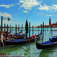 Buy canvas prints of Gondola's on the Grande canal Venice  by Les Schofield