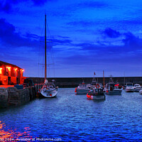 Buy canvas prints of Blue Hour at Lyme Regis Harbour by Les Schofield