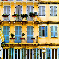 Buy canvas prints of Abstract  Corfu  Building by Les Schofield