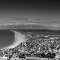 Buy canvas prints of Panoramic Chesil Beach Dorset by Les Schofield